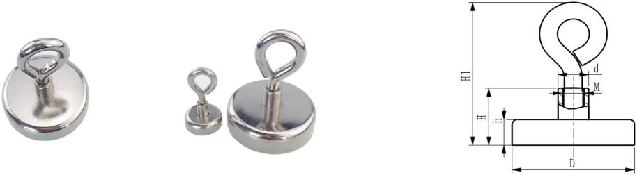 Hook Magnet (NdFeB), With Hook, Nickel Coating, Body Stamping Machining.